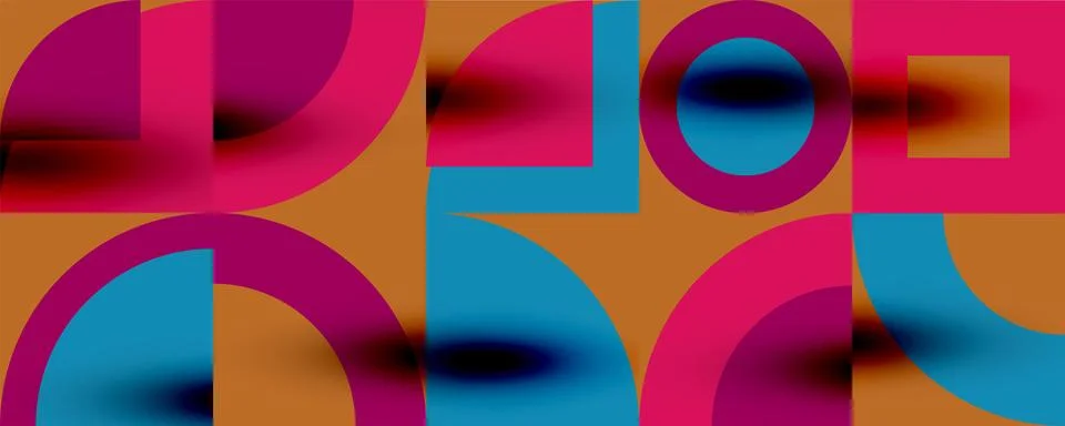 Neo memphis geometric pattern with circles, squares. Pop art abstract background Stockillustratie