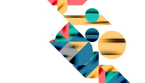 Neo memphis geometric pattern with circles, squares and lines. Pop art abstract イラスト素材