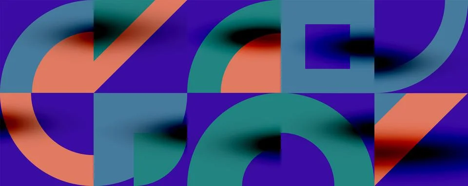 Neo memphis geometric pattern with circles, squares. Pop art abstract background Stockillustratie