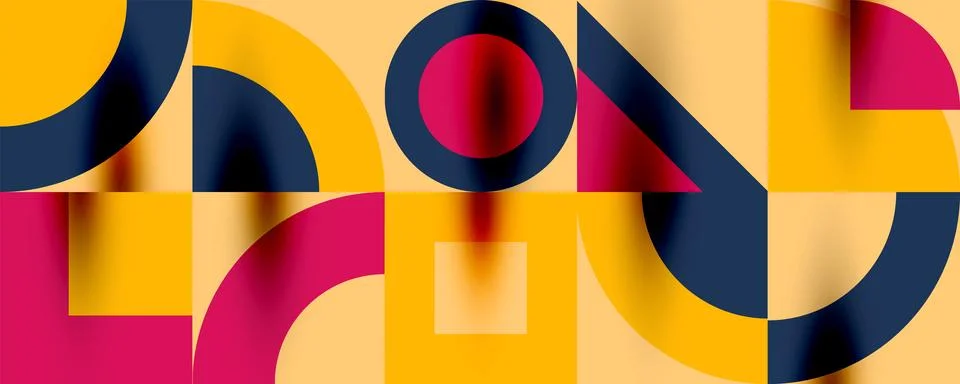Neo memphis geometric pattern with circles, squares. Pop art abstract background Stockillustratie