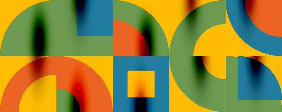 Neo memphis geometric pattern with circles, squares. Pop art abstract background Stock Illustration