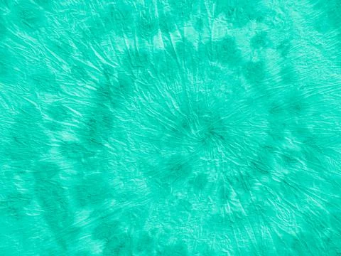 Neo Mint Batik Pattern. Ink Painted Circle. Stock Illustration