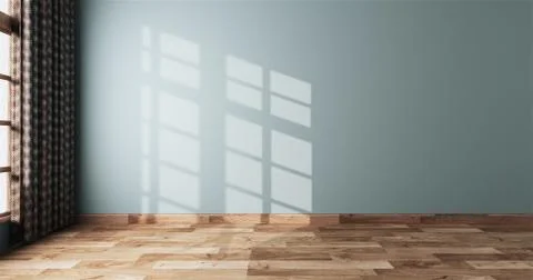 Neo Mint Empty room white on wooden floor interior design.3D rendering Stock Illustration