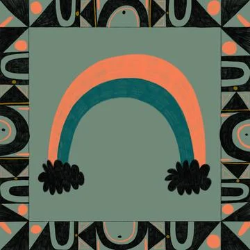 Neo-primitive rainbow and abstract patterns Stock Illustration