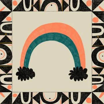 Neo-primitive rainbow and abstract patterns Stock Illustration