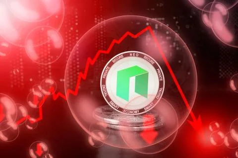 NEO in a soap bubble. Down drop crash bubble Stock Illustration