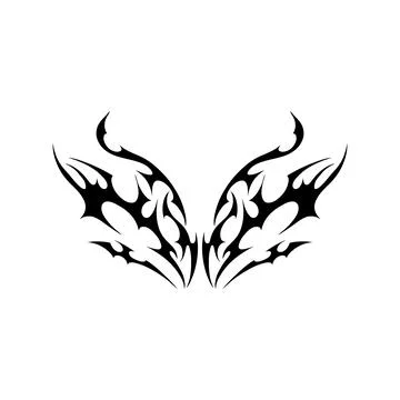 Neo tribal black vector element, symmetry ornament swirl demon wings sharp shape Stock Illustration