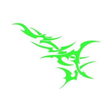 Neo tribal design elements in bright green color. Gothic cyber ornament y2k. Stock Illustration