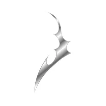 Neo tribal silver gradient vector element, chrome metal ornament swirl sharp Stock Illustration