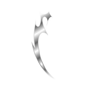 Neo tribal silver gradient vector element, chrome metal ornament swirl sharp Stock Illustration