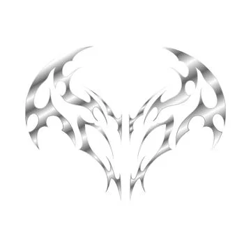 Neo tribal silver gradient vector element, symmetry ornament swirl demon wings Illustrazione stock