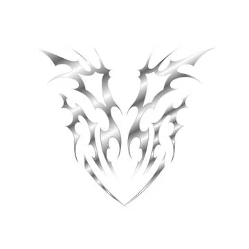 Neo tribal silver gradient vector element, symmetry ornament swirl sharp demon イラスト素材