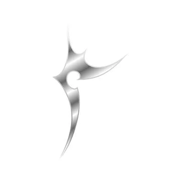 Neo tribal silver gradient vector element, chrome metal ornament curly sharp Stock Illustration