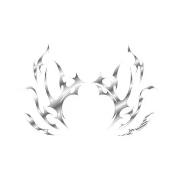 Neo tribal silver gradient vector design, symmetry ornament swirl demon wings Stock Illustration
