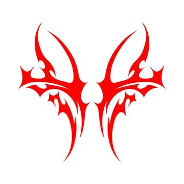 Neo Tribble red symmetrical pattern, tattoo, body art. 스톡 일러스트