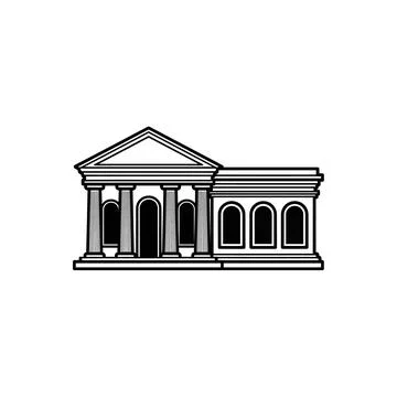 Neoclassical architecture building with columns line art icon Ilustración de archivo