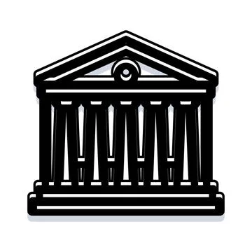Neoclassical building facade with columns icon Ilustración de archivo