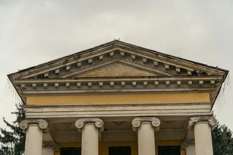 Neoclassical Building Facade with Ionic Columns Stock Photos