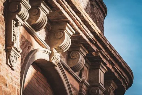 Neoclassical capital on a cornice Stock Photos