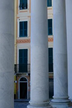 Neoclassical columns of a church. Stock Photos