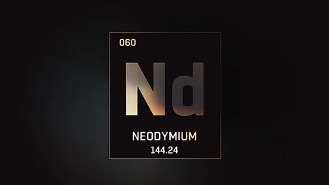 Neodymium as Element 60 of the Periodic Table 3D animation on grey background 스톡 동영상 119760111