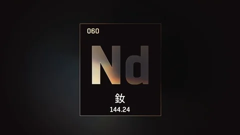 Neodymium as Element 60 of the Periodic Table 3D animation on grey background 스톡 동영상 126455956