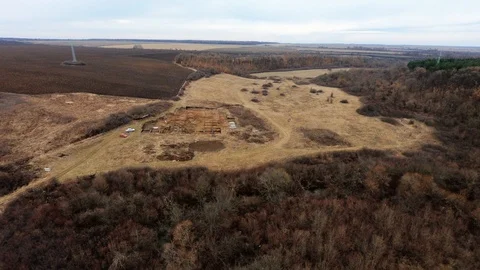 Neolithic excavations in the field Stock Footage 101386846