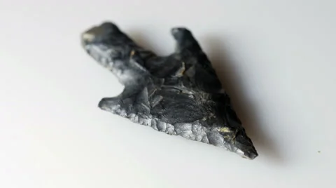 Neolithic flint arrowhead, close up rotating 4k, UHD Stock-Footage 48778271