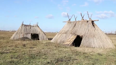 Neolithic settlement replica Stock-Footage 47750179