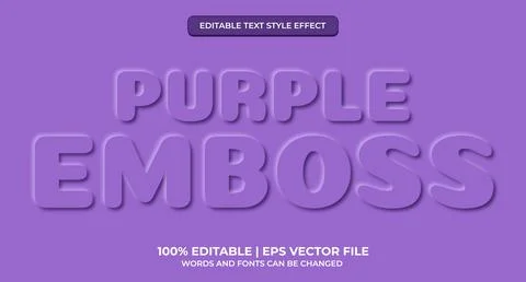 Neomorphic text effect. Neomorphisme emboss 3d simple purple modern editable  Stock Illustration