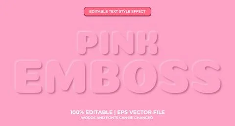 Neomorphic text effect. Neomorphisme emboss 3d simple pink modern editable te Stock Illustration