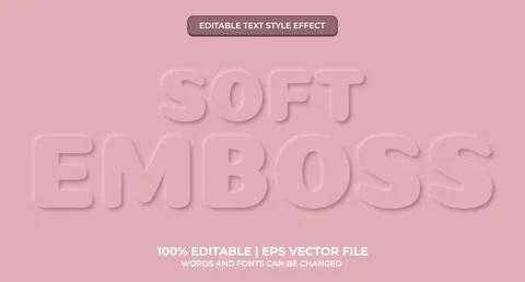 Neomorphic text effect. Neomorphisme emboss 3d simple pink modern editable te Stock Illustration