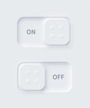 Neomorphism on off button realistic vector design Stock Illustration