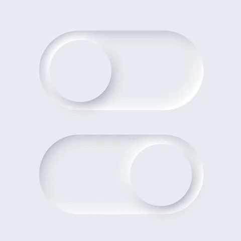 Neomorphism UI, slide bar set, neumorphic soft white slidebars with shadow for Illustrazione stock
