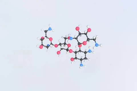 Neomycin molecule, scientific molecular model, looping 3d animation Illustrazione stock