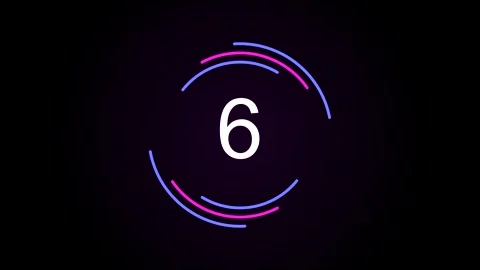 Neon 10 second countdown timer animation with rotating rings Stock-Footage 347414661