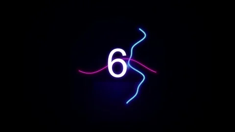 Neon 10 second countdown timer animation with glowing lines on black Vídeo Stock 347414845