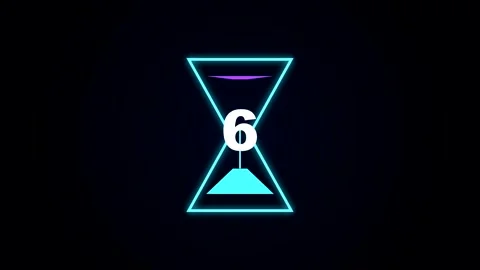 Neon 10 second countdown timer with hourglass graphic animation Stock Footage 347414898