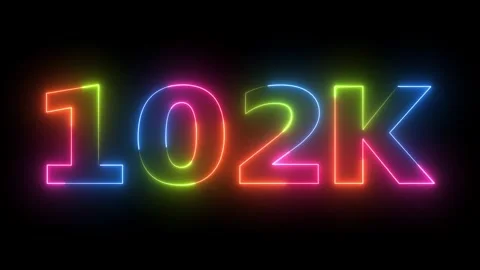 Neon 102K Counter Dynamic Light Animation Video Glowing Number Celebration .. 库存影片 330417815