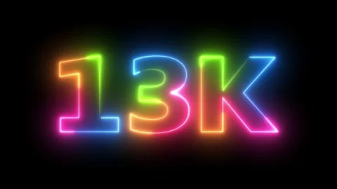Neon 13K Text Animation Dynamic Shifting Colors Looping Motion Graphic Elemen Stockbeeldmateriaal 330418540