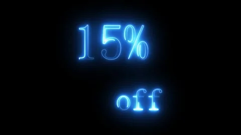 Neon 15% sell discount icon animated video Stock Footage 294532130