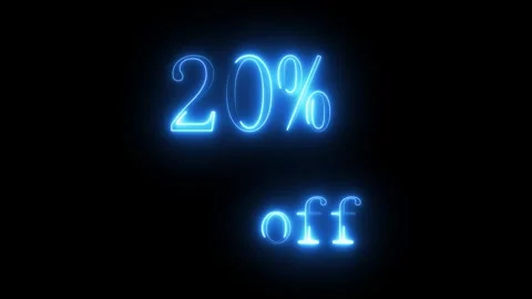 Neon 20% sell discount icon animated video Stock Footage 294532136