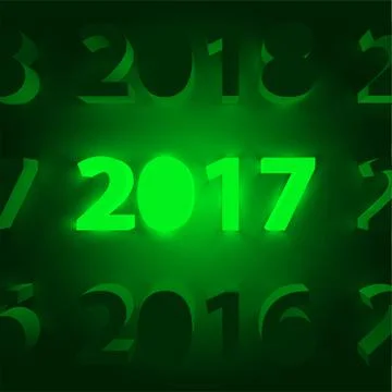 Neon 2017 shining sign, vector illustration Illustrazione stock