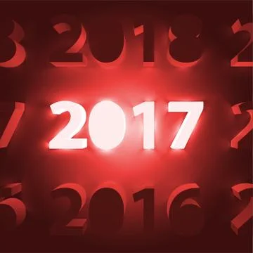 Neon 2017 shining sign, vector illustration Stock Illustration