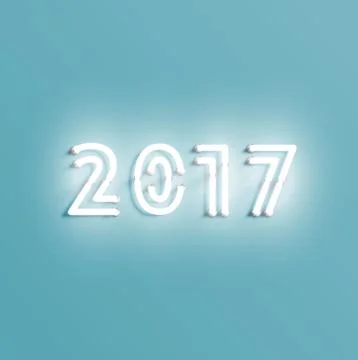 Neon 2017 shining sign, vector illustration Stock Illustration