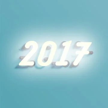 Neon 2017 shining sign, vector illustration Stock Illustration