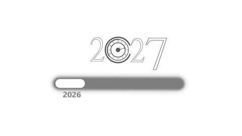 Neon 2027 progress bar with clock isolated animation Stock Footage 329113800