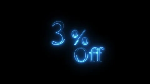 Neon 3% off sell discount icon animated video Stock Footage 295248375