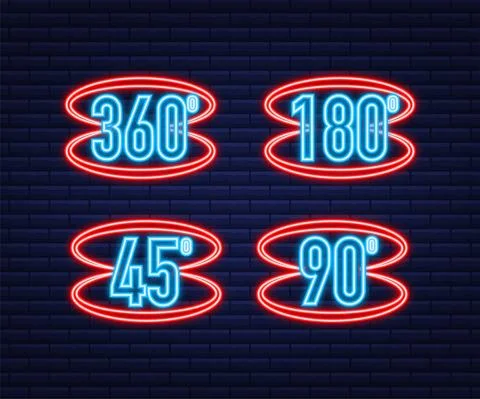 Neon The 360-degree Angle icon. Geometric mathematical symbol. Full rotation イラスト素材