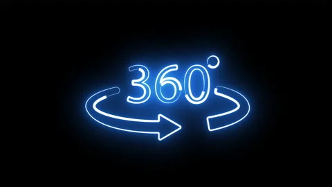 Neon 360 degree icon. Stock Footage 181126788